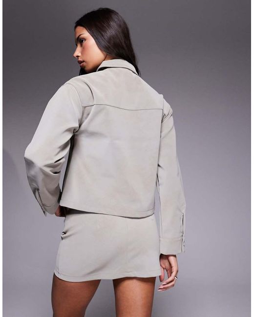 ASOS Natural Textured Leather Look Oversized Shirt