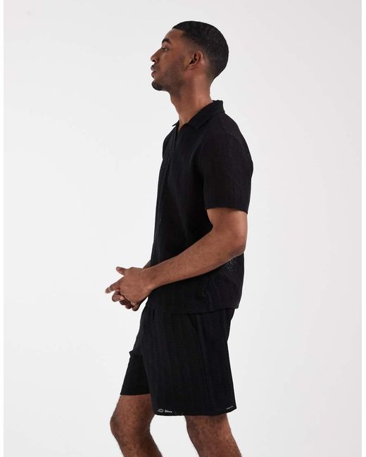 New Look Black Crochet Shorts for men