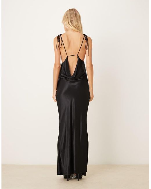 ASOS Black Satin Cowl Back Maxi Dress