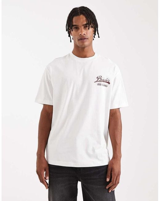 ASOS Ruimvallend T-Shirt Met Grafische Tekstprint in het White voor heren