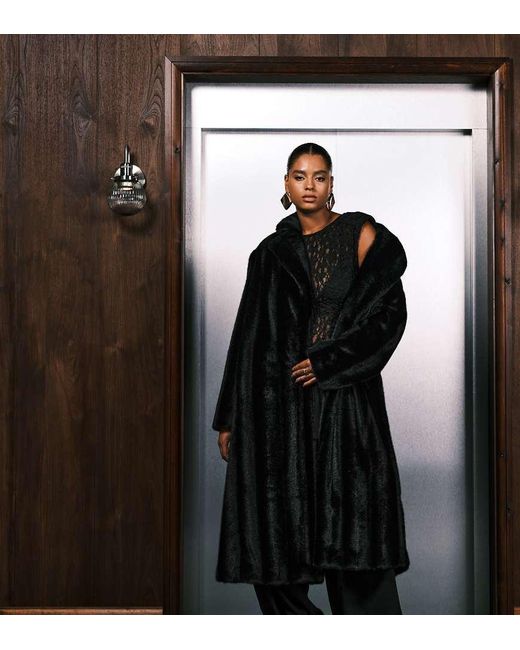 Chaquetón Largo De Piel Sintética De Asos Design Curve ASOS de color Black