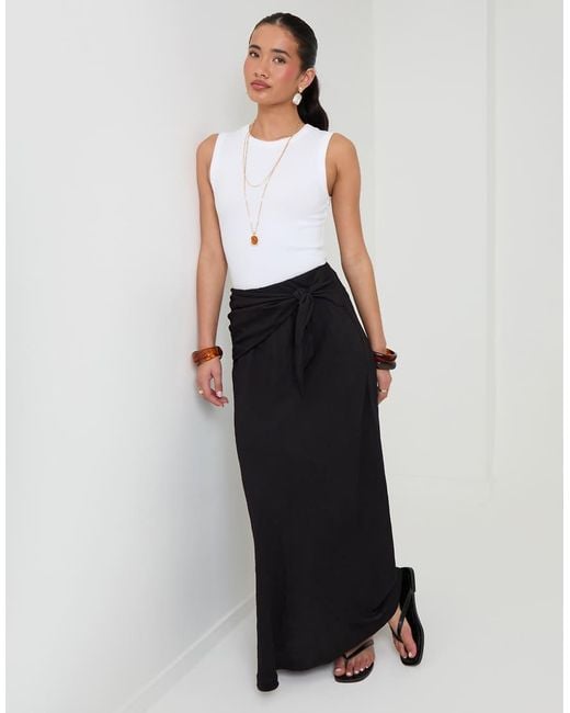 Threadbare White Tie Sash Midi Skirt