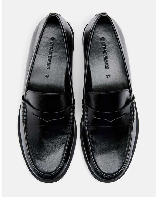Stradivarius White Leather Effect Loafers
