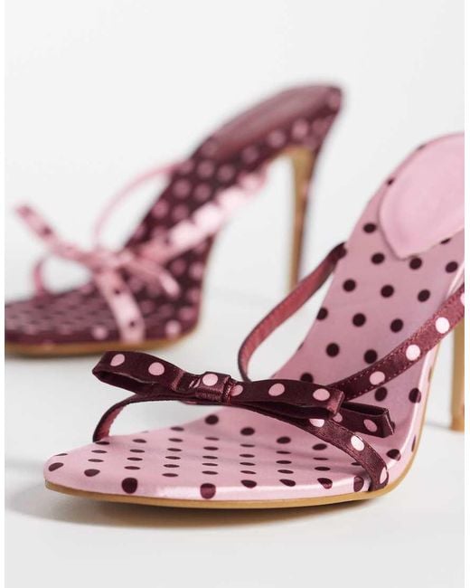 Kaiia Pink Exclusive Contrast Bow Detail Kitten Heels
