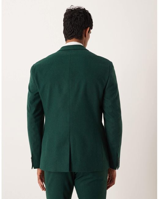 ASOS Green Wool Slim Suit Jacket for men