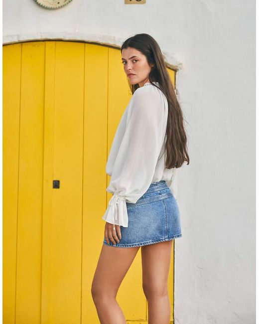 Bershka Yellow Denim Mini Skirt