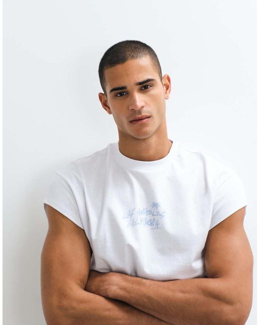 ASOS White Boxy Relaxed T-shirt With Los Angeles Graphic for men