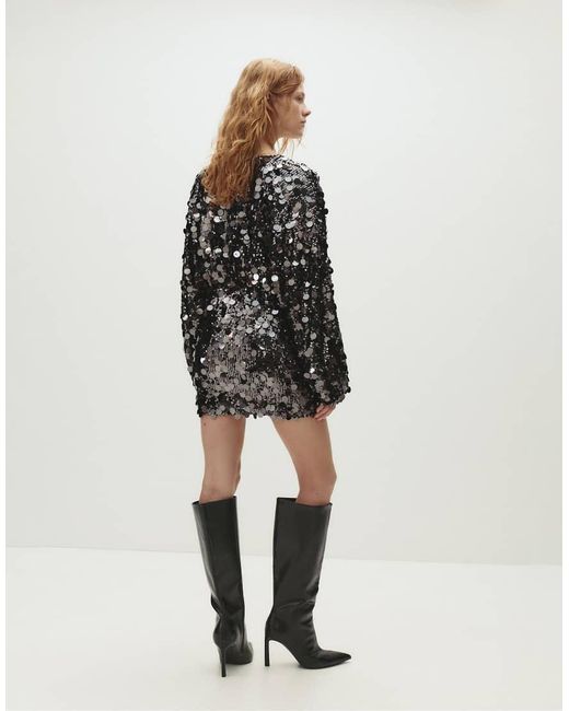 Vestito Corto Con Paillettes di Pull&Bear in Black