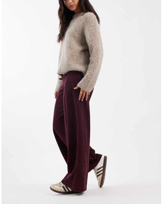 ASOS White Super Wide Cord Trousers With Tab Details