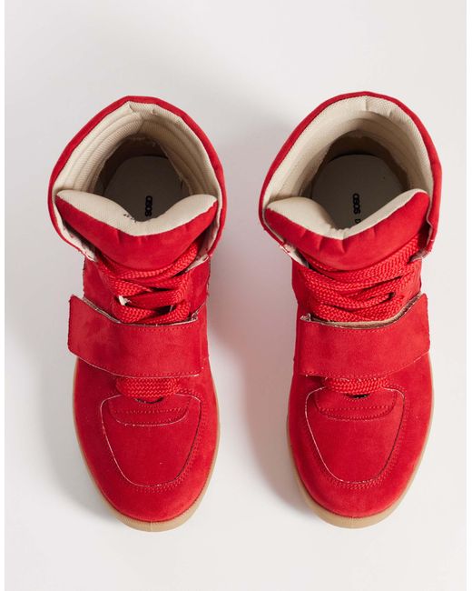 ASOS Red Damson Concealed Wedge Trainers