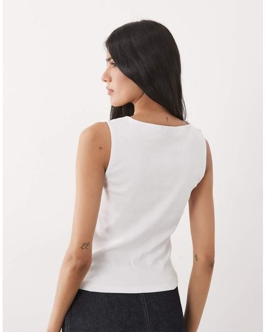 ASOS Pink Slash Neck Vest Top With Hotfix Flower Graphic