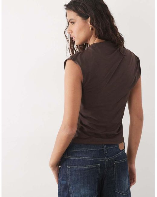Abercrombie & Fitch Blue Sleeveless Top With Ruching Detail