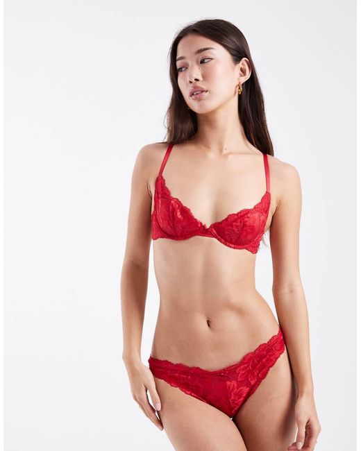 Sujetador Escotado Sin Relleno Con Aros Perfect Lace De DORINA de color Red