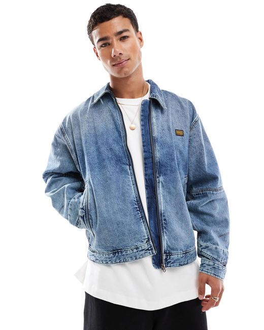 Veste d'entraîneur en jean - moyen délavé G-Star pour homme en coloris Blue