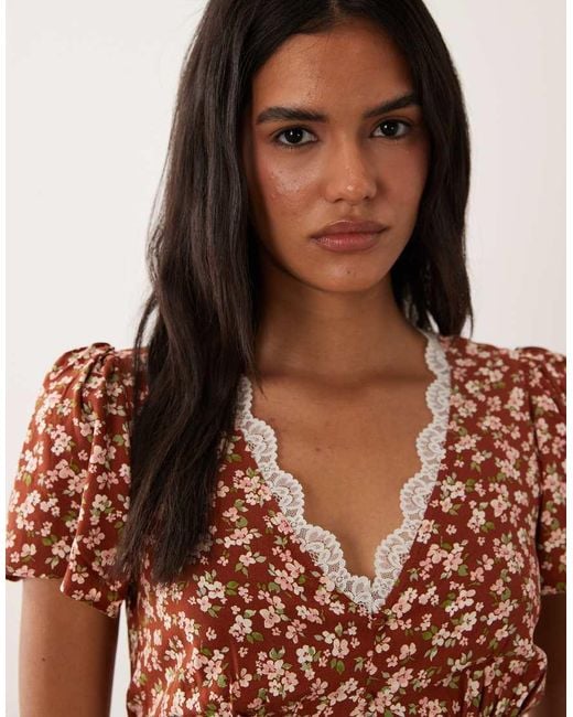 New Look Natural Lace Trim Mini Tea Dress