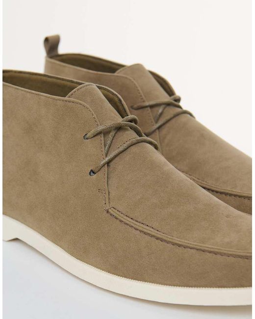 Threadbare Natural Faux Suede Moccasin Boots for men