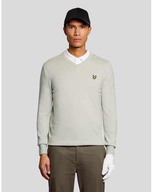 Lyle & Scott Gray Mid Knits Golf V Neck Pullover for men