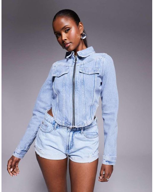 River Island Blue Longsleeve Corset Jacket