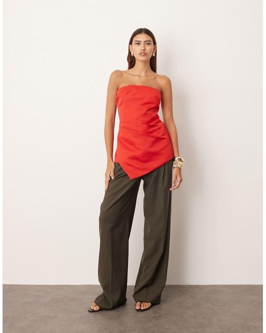 Top A Fascia Strutturato di ARRANGE in Red