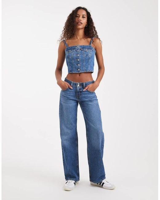 Levi's Blue Denim Corset With Front Pockets