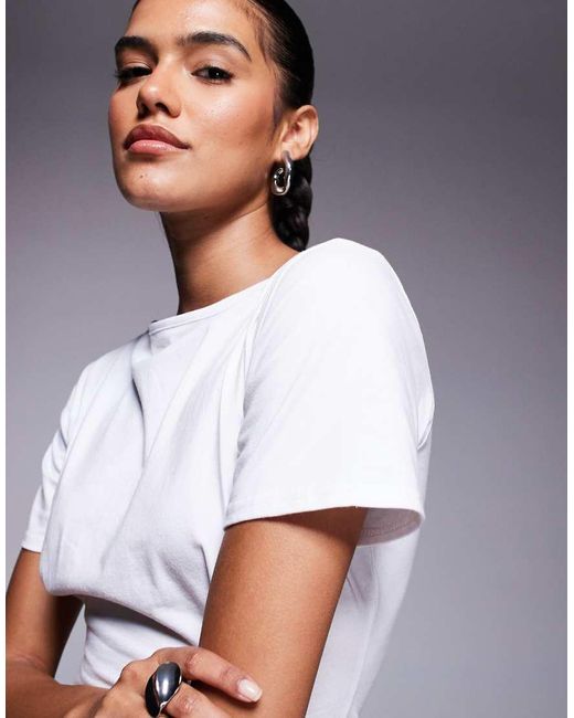 Fashionkilla White Exclusive Cotton Cinch Front T-shirt