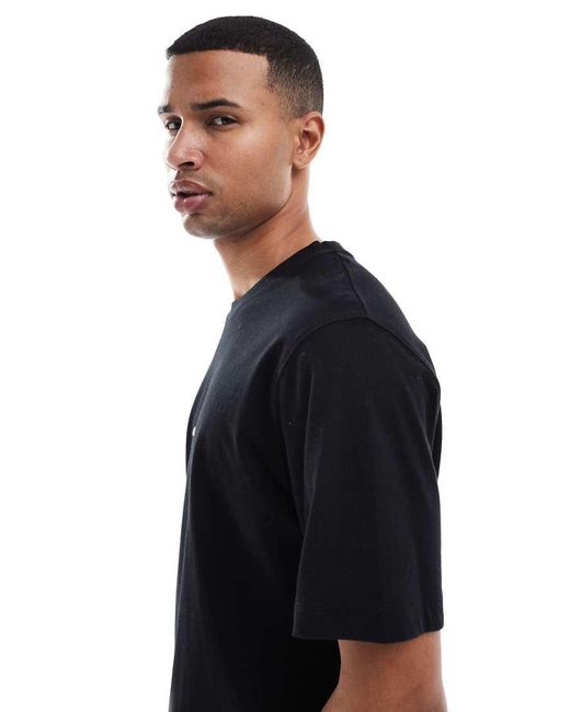 Jack & Jones Black Oversize T-shirt With Originals Embroidery for men