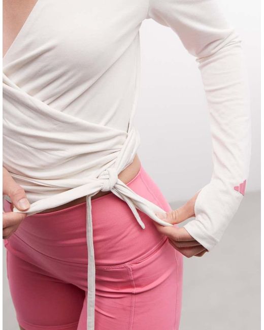 Adidas Originals Pink Three Stripes Studios Ballet Wrap Top And