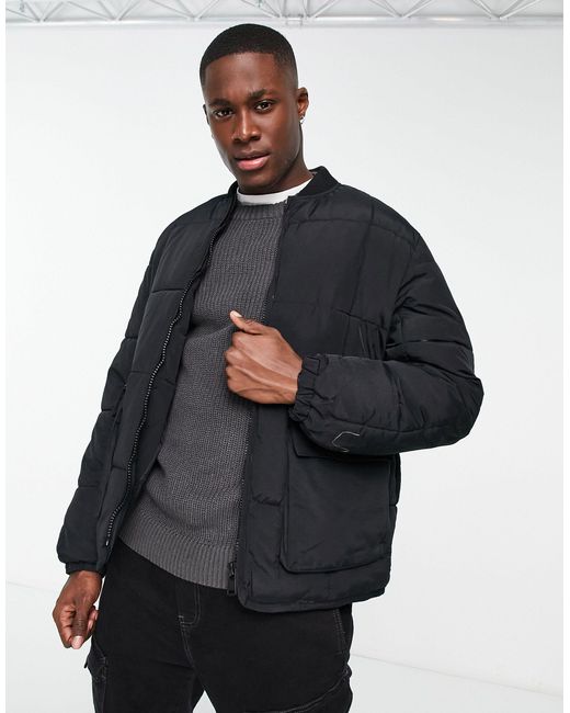 River Island Chunky Padded Coat in Blue for Men | Lyst