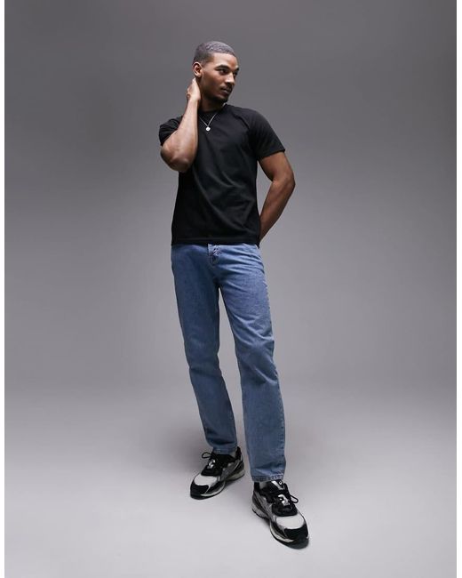 Camiseta Negra De Corte Estándar De Topman de hombre de color Black