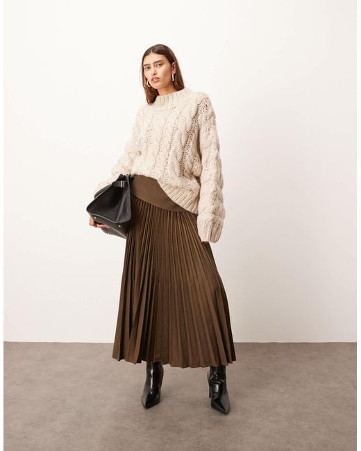 ARRANGE Natural Premium Pleated Tailored Maxi Skirt