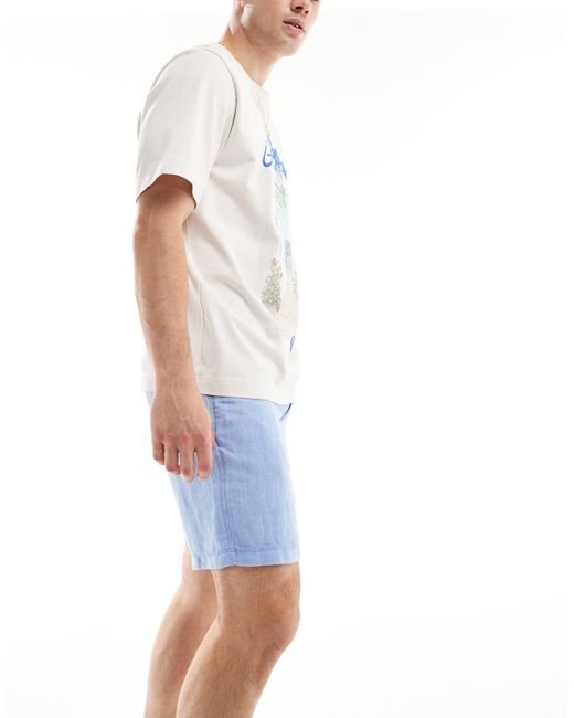 Superdry – leinen-shorts in Blue für Herren