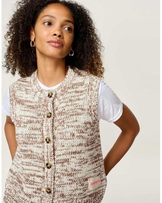OMNES Natural Knitwear Premium 100% Cotton Button Down Matilda Vest