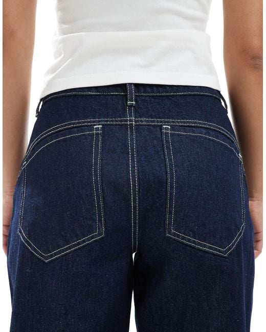 Daisy Street Blue Wide Leg Denim Jeans With Turn Up Cuffs