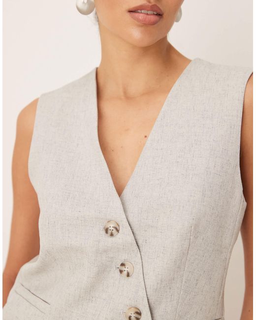 Y.A.S White Tailored Asymmetric Placket Detail Waistcoat