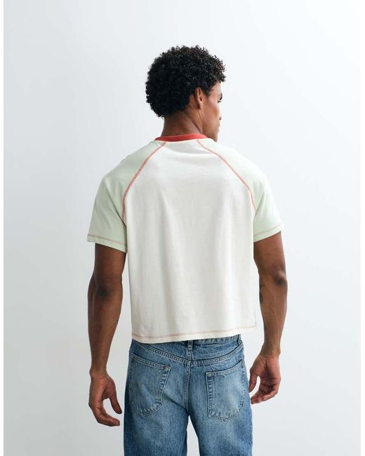 Reclaimed Vintage White Fitted Colour Block Raglan T-shirt for men