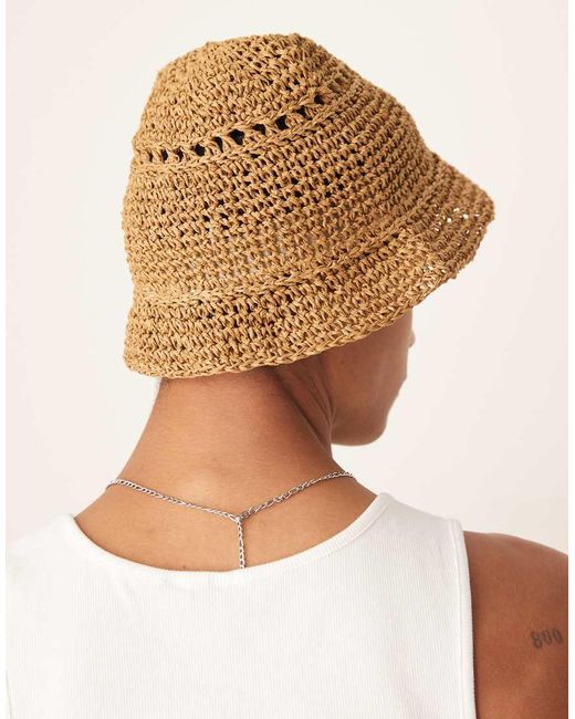 ASOS Brown Straw Bucket Hat for men