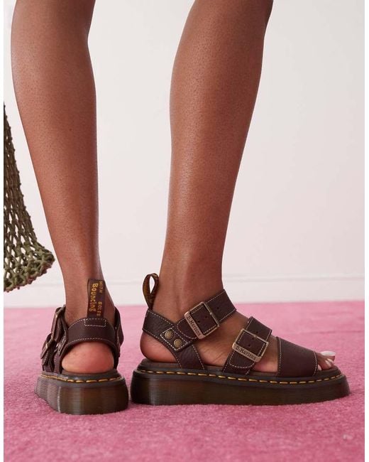 Dr. Martens Brown Gryphon Quad Sandals