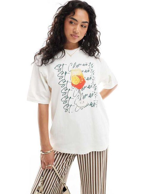 JJXX White Oversize T-shirt With St. Clements Print