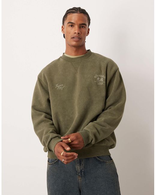 ASOS – oversize-sweatshirt in Green für Herren