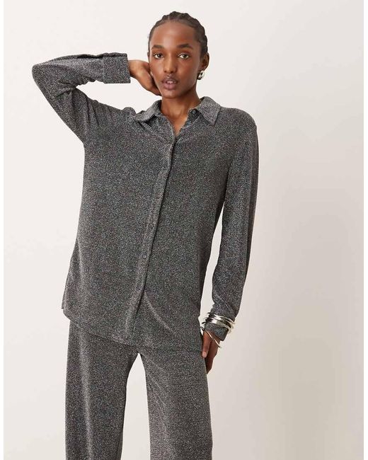 Y.A.S Gray Long Sleeve Shirt Co-ord