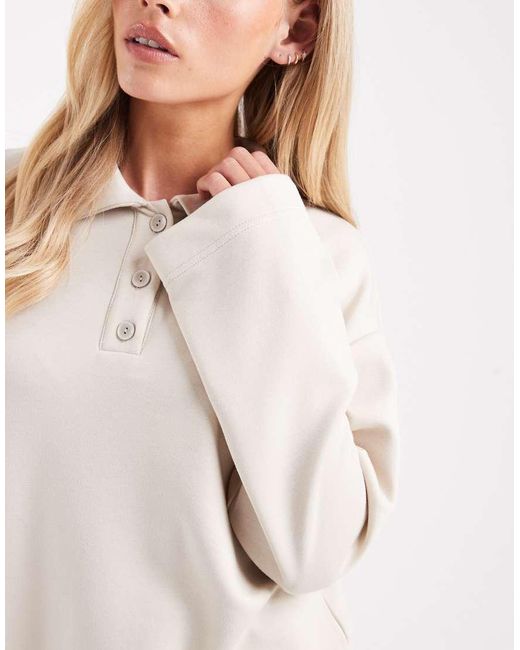 Sudadera Color Crema Con Cuello Tipo Polo De Tejido Muy Suave De (Parte De Un Conjunto)-Blanco Vero Moda de color Natural