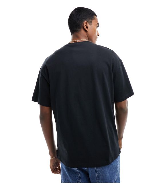 Jack & Jones Black Oversized T-shirt With Never Ending Chest Print for men
