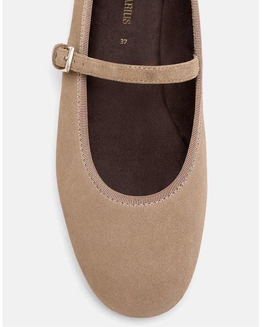 Stradivarius White Leather Mary Jane Ballet Flats