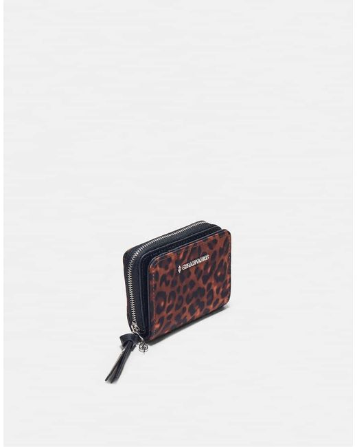 Stradivarius Brown Leopard Print Card Holder Purse