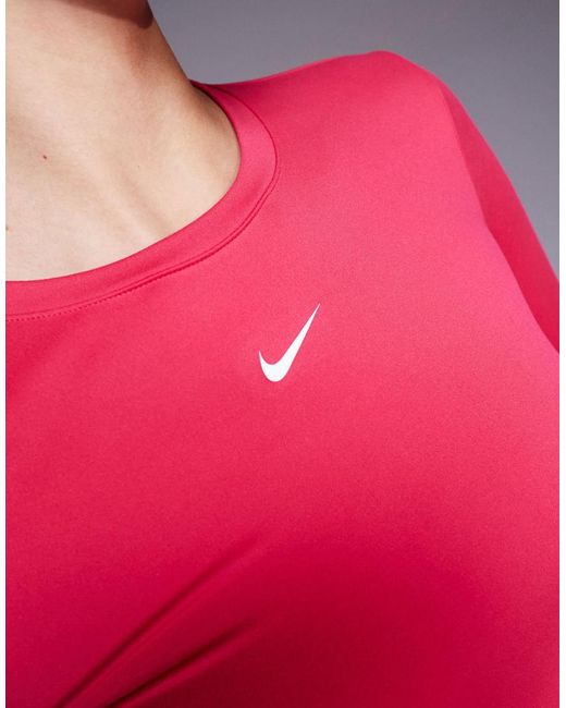 Nike Pink Nike One Training Dri-fit Fitted Long Sleeve Top