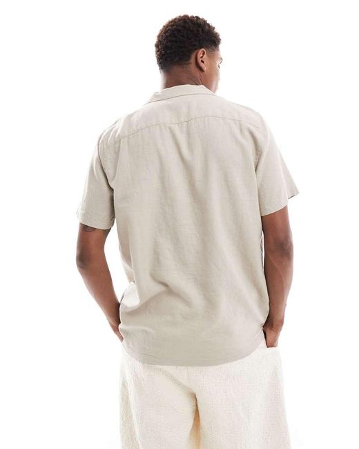 New Look White Short Sleeve Linen Look Shirt for men