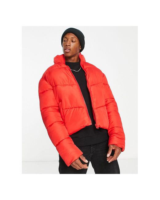 ASOS Puffer Jacket in Red for Men Lyst