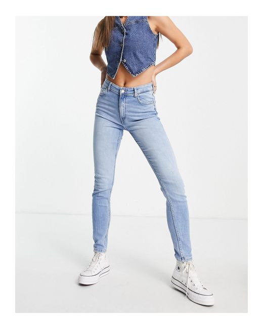 Tall - jeans skinny a vita alta vintageBershka in Denim di colore Blu | Lyst