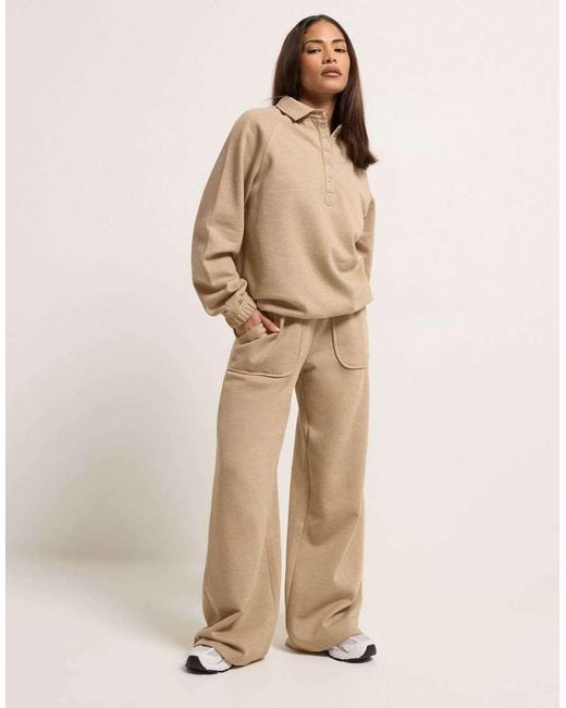 PixieGirl Natural Petite Button Collar Sweatshirt