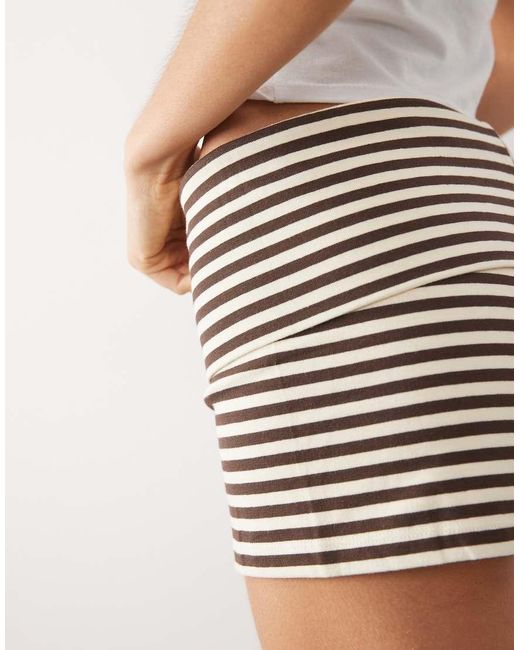 Mango White Jersey Striped Shorts